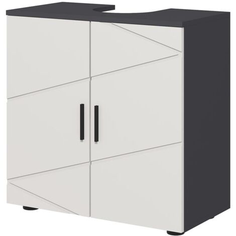 MOBILE SOTTOLAVABO BAGNO PER PIEDISTALLO CON ARMADIETTO 2 ANTE. 60X30X60CM. GRIGIO (1/5)