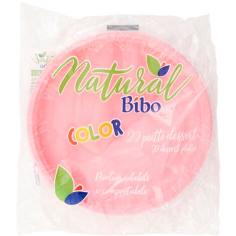 MAURY'S BIOPLASTIC PIATTI DESSERT DIAMETRO 17 CM 20 PEZZI IN COLORAZIONE ROSA (1/5)