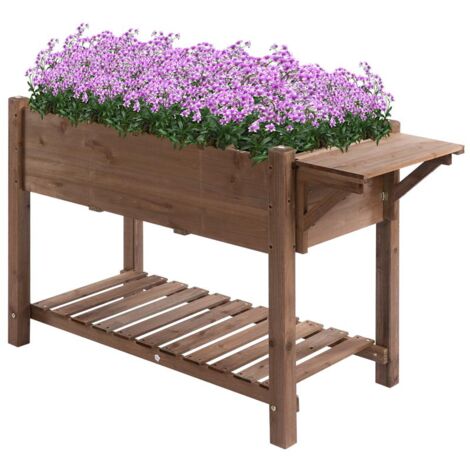 LETTO PER ORTO RIALZATO IN LEGNO CON RIPIANO PIEGHEVOLE E MENSOLA INFERIORE. 123X54X74CM