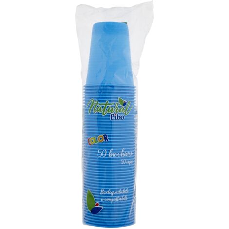 MAURY'S BIOPLASTIC BICCHIERI 200ML 50 PEZZI IN COLORAZIONE AZZURRA (1/5)