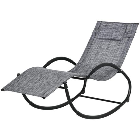 SEDIA SDRAIO A DONDOLO ZERO-GRAVITY DA ESTERNO IMPERMEABILE CON POGGIATESTA. 155X61X88 CM. GRIGIO