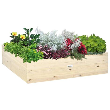 LETTO PER ORTO RIALZATO IN LEGNO. FIORIERA DA GIARDINO PER PIANTE E ORTAGGI. 117X117X30CM