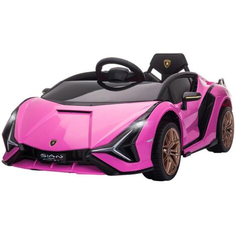 MACCHINA ELETTRICA PER BAMBINI 3-5 ANNI LAMBORGHINI 12V CON TELECOMANDO E VELOCITÀ 3-5KM/H. ROSA