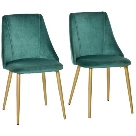 SET 2 SEDIE MODERNE IMBOTTITE CON RIVESTIMENTO EFFETTO VELLUTO VERDE (1/5)