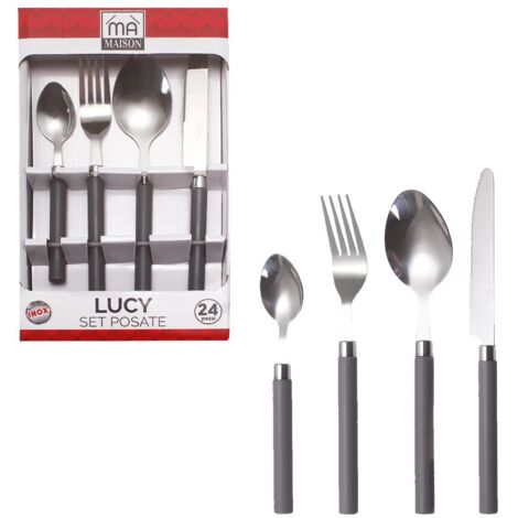 MAURY'S SET POSATE LUCY IN CONFEZIONE DA 24 PEZZI IN COLORE GRIGIO