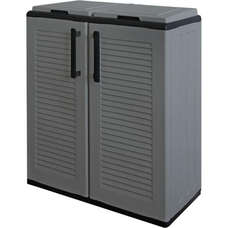 ARMADIO PATTUMIERA BASSO IN PLASTICA 2 SCOMPARTI DIMENSIONI 68X37X H 84 CM 200 LT (1/4)