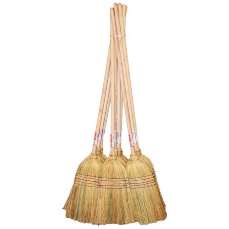 SCOPA SAGGINA 5 FILI TOPOLINA 140 CM CON MANICO IN LEGNO