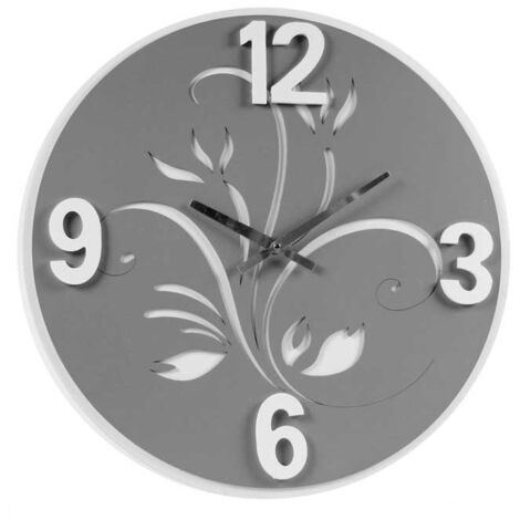 OROLOGIO IN LEGNO TONDO 50X50 CM IN COLORE GRIGIO DECORATO