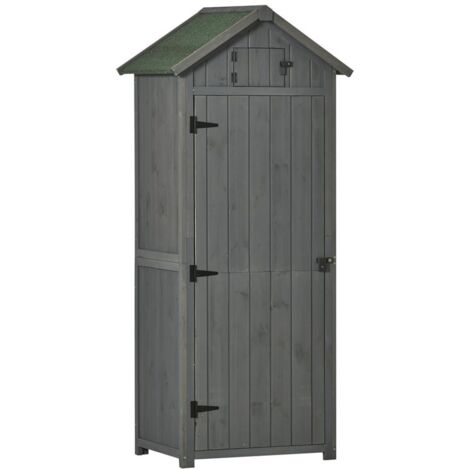 CAPANNO DA GIARDINO PORTA ATTREZZI IN LEGNO 77 X 54.2 X 179 CM GRIGIO