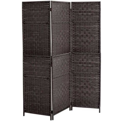 SEPARE IN VIMINI DA INTERNO CON 3 PANNELLI E STRUTTURA DA 135X180 CM MARRONE