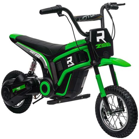 MOTO ELETTRICA PER BAMBINI CON ACCELERATORE MANUALE. 2 VELOCITÓ 8-16KM/H. ETÀ 8-12 ANNI. VERDE