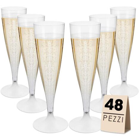 FLUTE SET 48 PZ IN PLASTICA TRASPARENTE IN CONFEZIONE DA 6 PEZZI L'UNA