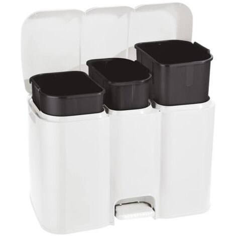 PATTUMIERA PATTY 3 DIFFERENZIATA COLLEZIONE AURORA BIANCO 13 + 8 + 13 L MISURE 58.5 X 32 X H 41.5 CM 3 SCOMPARTI
