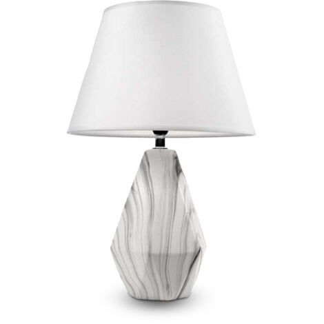 LAMPADA DA TAVOLO IN CERAMICA CON BASE EFFETTO MARMO DA 42 CM COLORE BIANCO