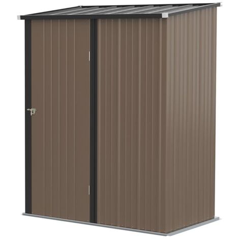 CASETTA DA GIARDINO IN ACCIAIO PORTA ATTREZZI CON CATENACCIO. 161.5X94.5X196CM. MARRONE