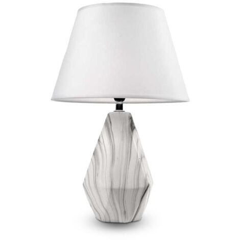 LAMPADA DA TAVOLO IN CERAMICA CON BASE EFFETTO MARMO DA 42 CM COLORE BIANCO