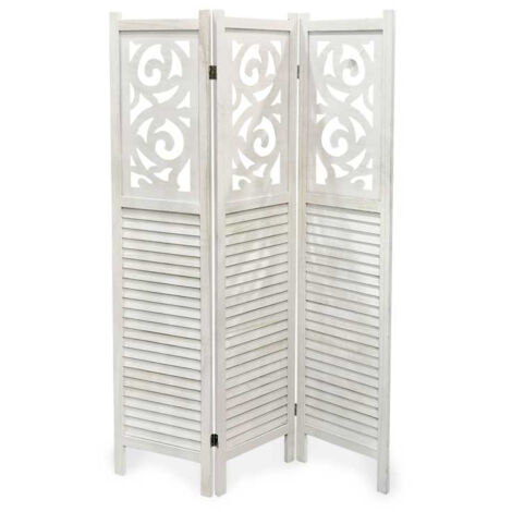 SEPARE DA ARREDO IN LEGNO DECORATO CON 3PANNELLI 120X170 CM COLORE BIANCO