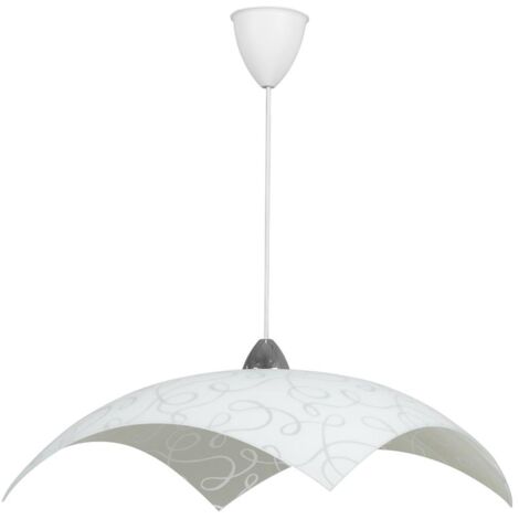 LAMPADA A SOSPENSIONE MARILENA 50X50 1XE27 MONTATURA CROMO-BIANCO VETRO LASTRA BIANCO Ø50-H21-L100 CM OKX