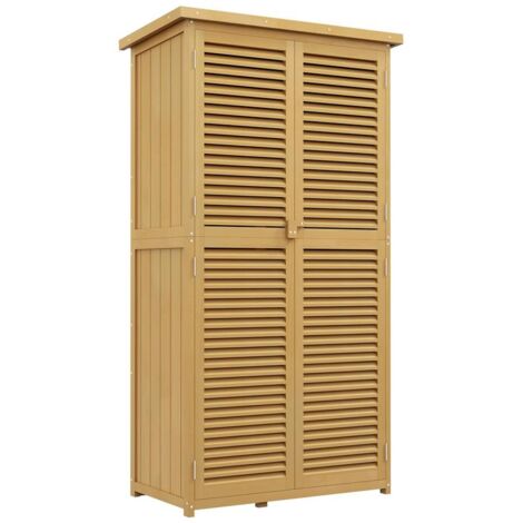 CASETTA DA GIARDINO I LEGNO A 4 RIPIANI CON ANTA A PERSIANA. 87X46.5X160 CM. GIALLO E VERDE