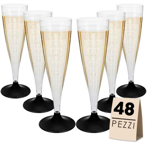 FLUTE SET 48 PZ CON BASE NERA IN CONFEZIONE DA 6 PEZZI L'UNA REALIZZATI IN PLASTICA