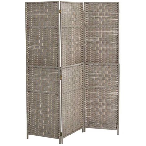 SEPARE IN VIMINI DA INTERNO CON 3 PANNELLI E STRUTTURA DA 135X180 CM GRIGIO