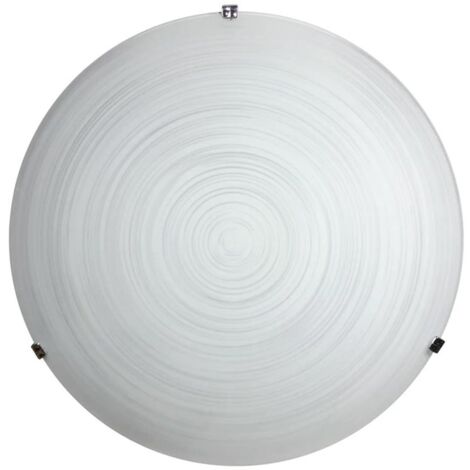Plafoniera 1xE27 Ganci Cromo Vetro Lastra Bianco Decorato Spirale E-Energy Gisella