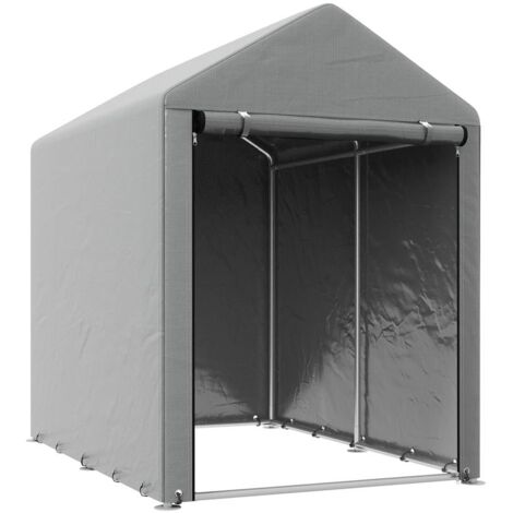 CAPANNO ATTREZZI TENDA GARAGE CON COPERTURA ANTI UV E TELAIO IN METALLO. 120X179X165CM. GRIGIO CHIARO