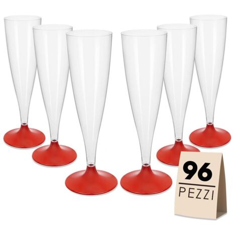 FLUTE SET 96 PZ CONFEZIONE 6 PEZZI L'UNA REALIZZATI IN PLASTICA COLORE ROSSO