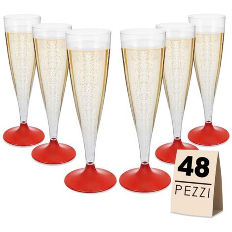 FLUTE SET 48 PZ CONFEZIONE 6 PEZZI L'UNA REALIZZATI IN PLASTICA COLORE ROSSO