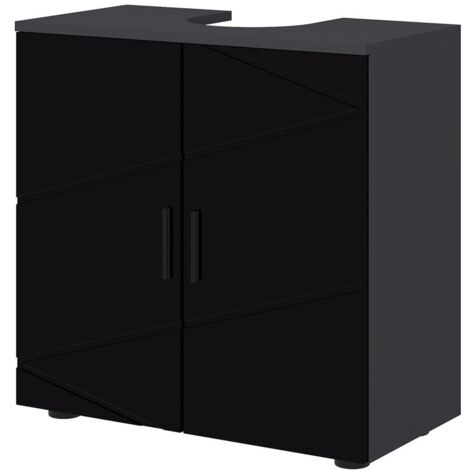 Kleankin Mobile Bagno Sottolavabo - Mobile Sottolavabo - Mobile 2 Ante Con Ripiano 60L X 30P X 60a Cm In Legno Grigio~1tj0bihc1jo01 - 4