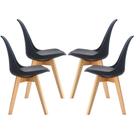 4 MAURY'S SEDIE NORDICA NERA STILE SCANDINAVO GAMBE IN LEGNO CON CUSCINO (1/5)