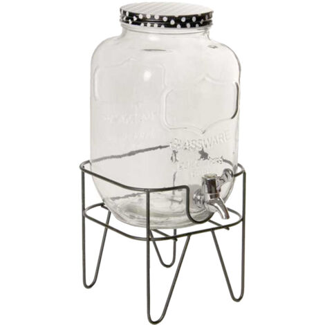 DISPENSER IN VETRO CON SUPPORTO IN METALLO E RUBINETTO CAPIENZA 4 LITRI