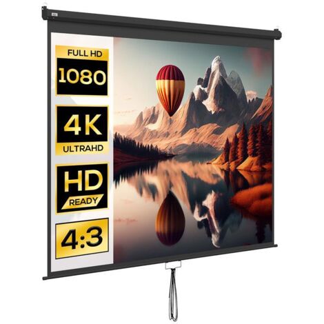 TELO PROIETTORE 120" REGOLABILE CON MONTAGGIO A SOFFITTO E PARETE. FORMATO 4:3. 244X183CM. BIANCO E NERO (1/5)