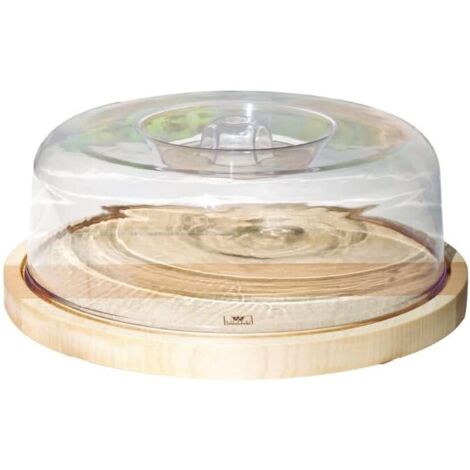 PORTA FORMAGGIO REALIZZATO IN LEGNO DI FAGGIO TONDO DIAMETRO 26.5 CM CAMPANA IN PLASTICA (1/4)