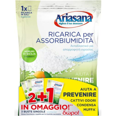 Henkel Ricarica Sale Assorbiumidita' Confezione 3 Buste da 450gr Profumazione Pino Ariasana