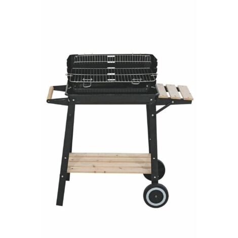 SUN-DAY BARBECUE CON RUOTE IN ACCIAIO INOX E LEGNO
