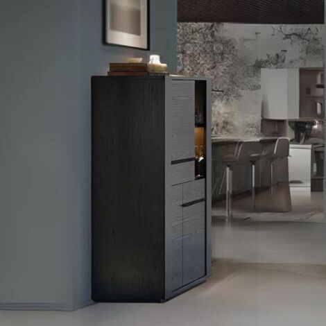 Vetrina credenza Alce 2 ante nero con particolari oro (1/3)