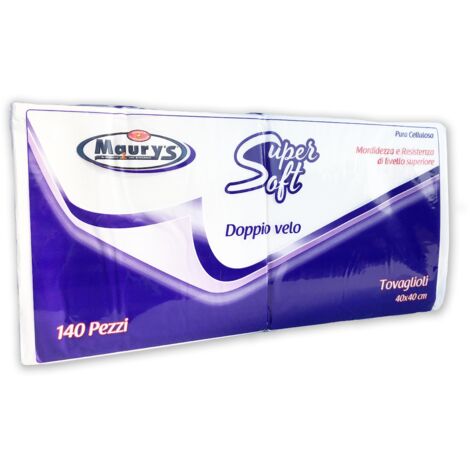 MAURY'S TOVAGLIOLI BIANCHI 40X40 CM 2 VELI SUPER SOFT 140 PZ DOPPIO VELO (1/2)