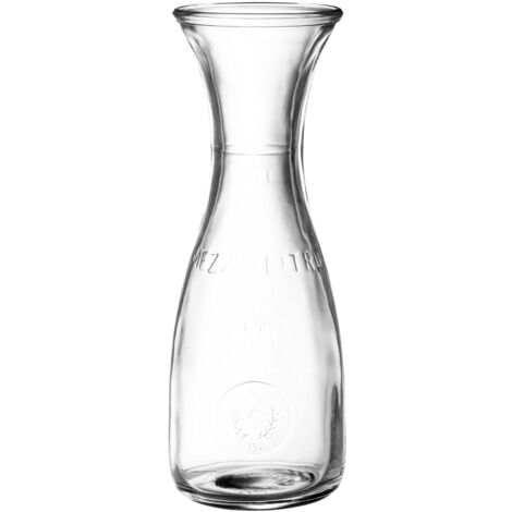 BROCCA 500ML MISURA CARAFFA IN VETRO COLLO D'OCA PER ACQUA VINO MEZZO LITRO (1/2)