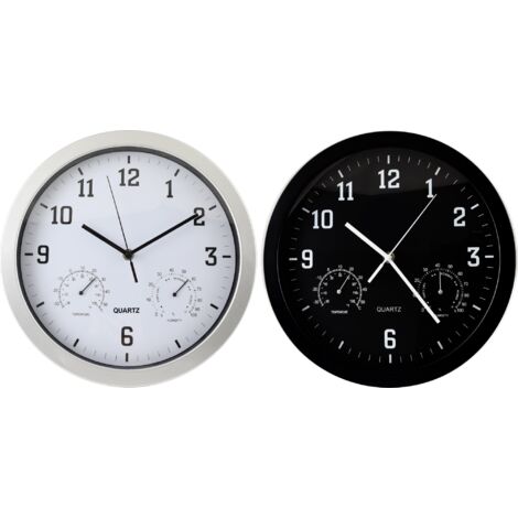 MAURY'S OROLOGIO 30CM COLORI ASSORTITI BLACK & SILVER CON BAROMETRO (1/2)