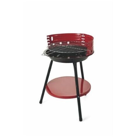 BARBECUE TONDO ROSSO PORTATILE 36 X H 55 SENZA RUOTE IN METALLO