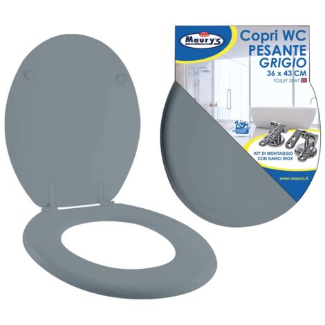 MAURY'S COPRI WC EXTRA GRIGIO SCURO 36 X 43 CM CON KIT MONTAGGIO (1/4)
