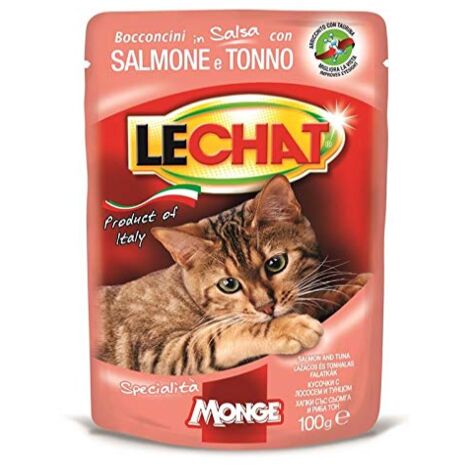 CIBO UMIDO PER GATTI - 12 BUSTE LECHAT 100 GR. IN BOCCONCINI MONGE