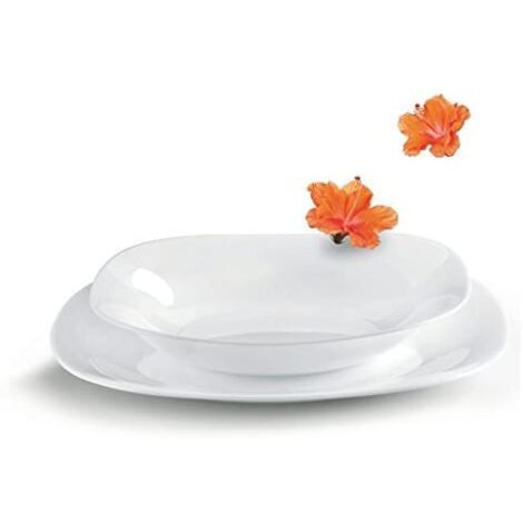 SET DA TAVOLA BORMIOLI 18 PZ VETRO OPALE BIANCO PIATTO PIANO FONDO PICCOLO