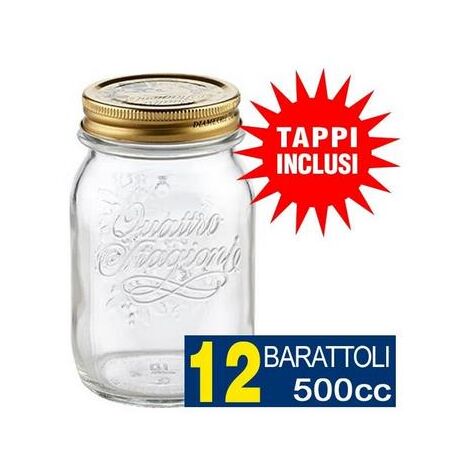 12 BARATTOLI 500 CC BORMIOLI VASO PER CONSERVE CON 12 TAPPI INCLUSI