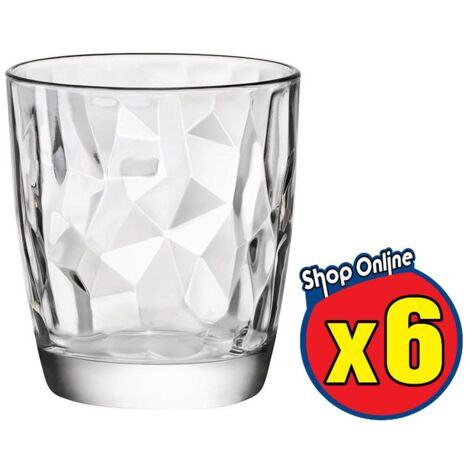 6 PZ BORMIOLI DIAMOND BICCHIERE ACQUA TRASPARENTE DA 30CL H 9.3 CM