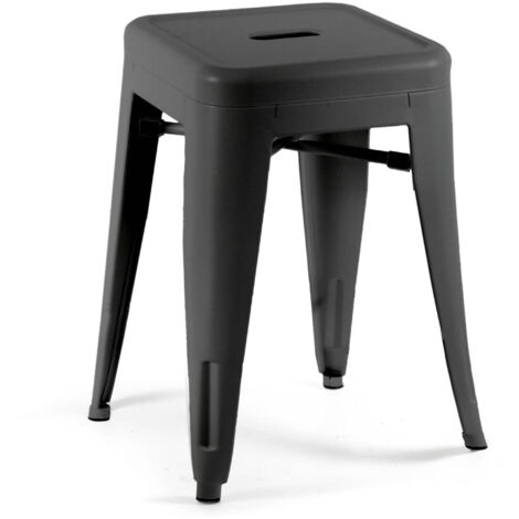 SGABELLO NERO STILE INDUSTRIALE IN METALLO 39 X 39 X 46 CM