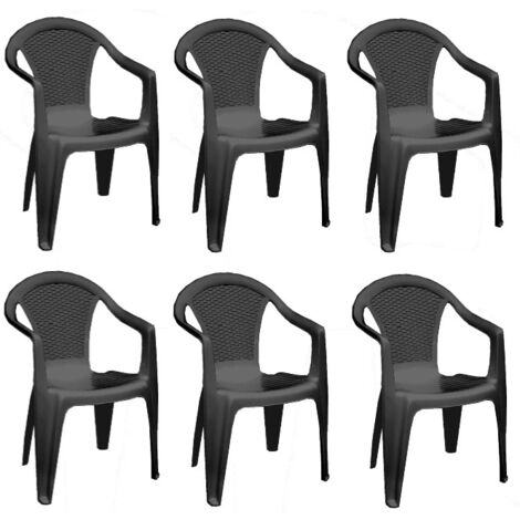 SET 6 SEDIE DA GIARDINO KORA IN POLIPROPILENE COLORE MOKA 55 X 54 X 82 CM (1/5)