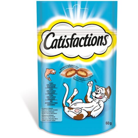 6 CONFEZIONI CATISFACTION SNACK BISCOTTINI PER GATTO 60 GR SALMONE