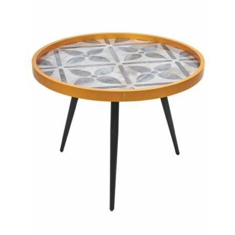TAVOLINO TONDO IN LEGNO LACCATO 60 X 45 CM GREY FLOWER (1/5)